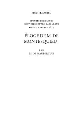 Couverture de Montesquieu - 02 Eloge par Maupertuis